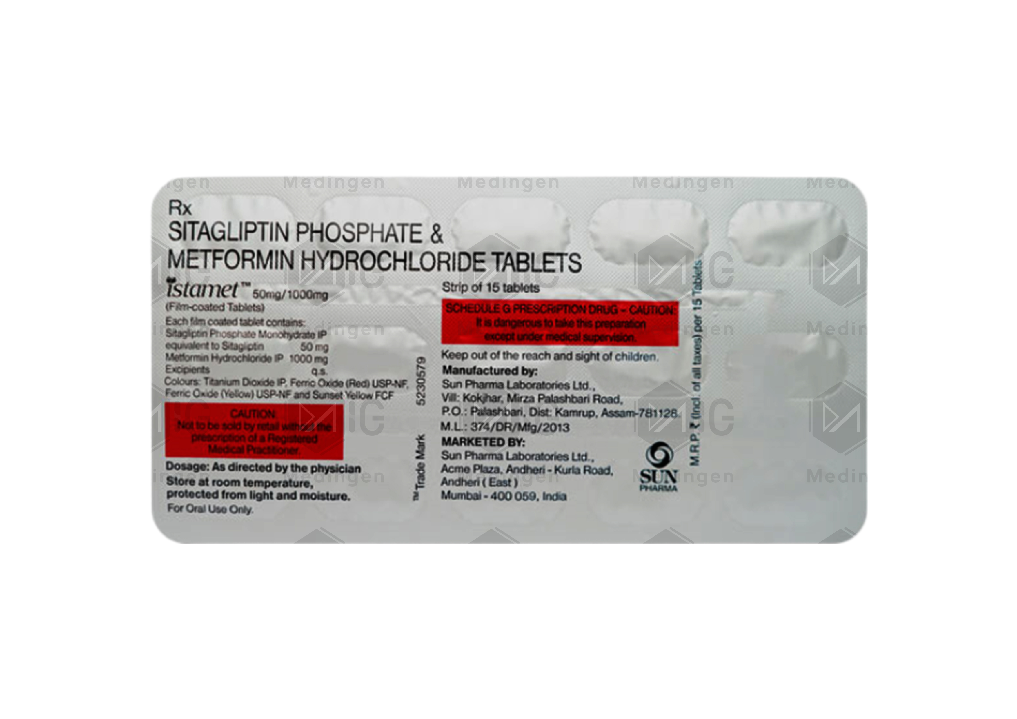 ISTAMET 50/1000MG 15'S